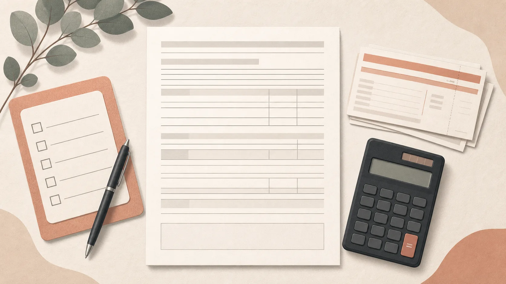 Financial statement checklist prepared for Form 13 income and expense information